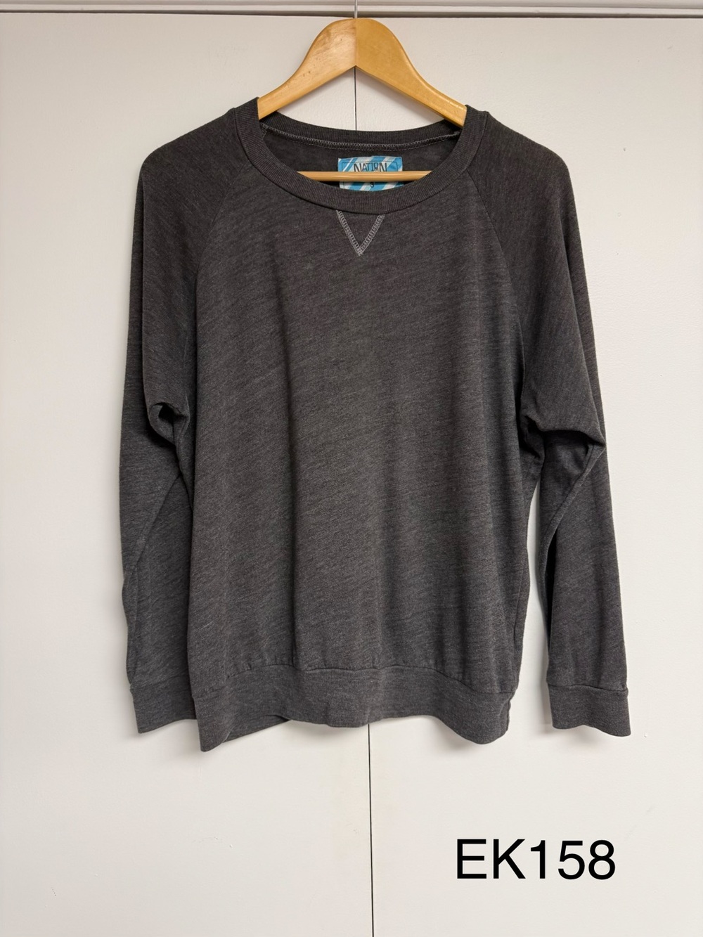 NATION by John McClellan Charcoal Layered Sleeve Sweatshirt Size 3 USA
